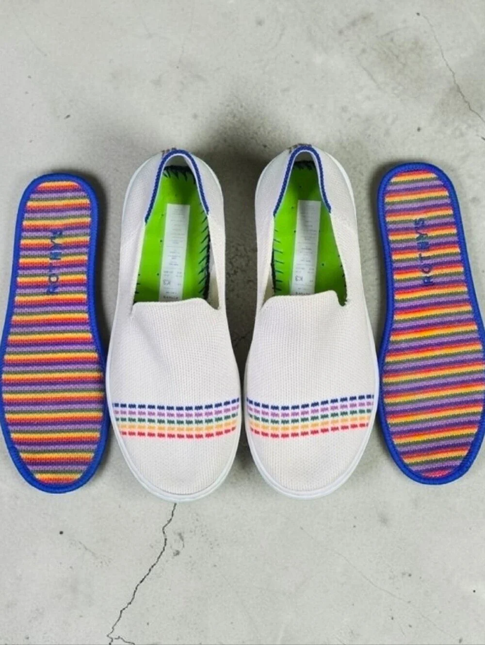 ROTHY'S | KIDS STRETCH KNIT CANVAS RAINBOW SLIP-ON SHOES